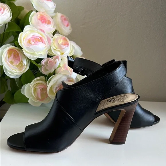 Vince Camuto Black Peep-Toe Heels - Picture 2 of 8